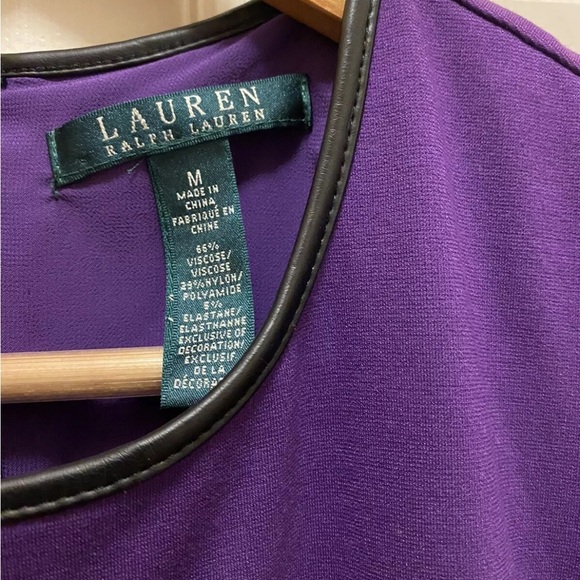 Lauren Ralph Elegant Brill Purple Sleeveless Dress w/ Faux Leather Trim Sz NWT!! - Picture 6 of 15